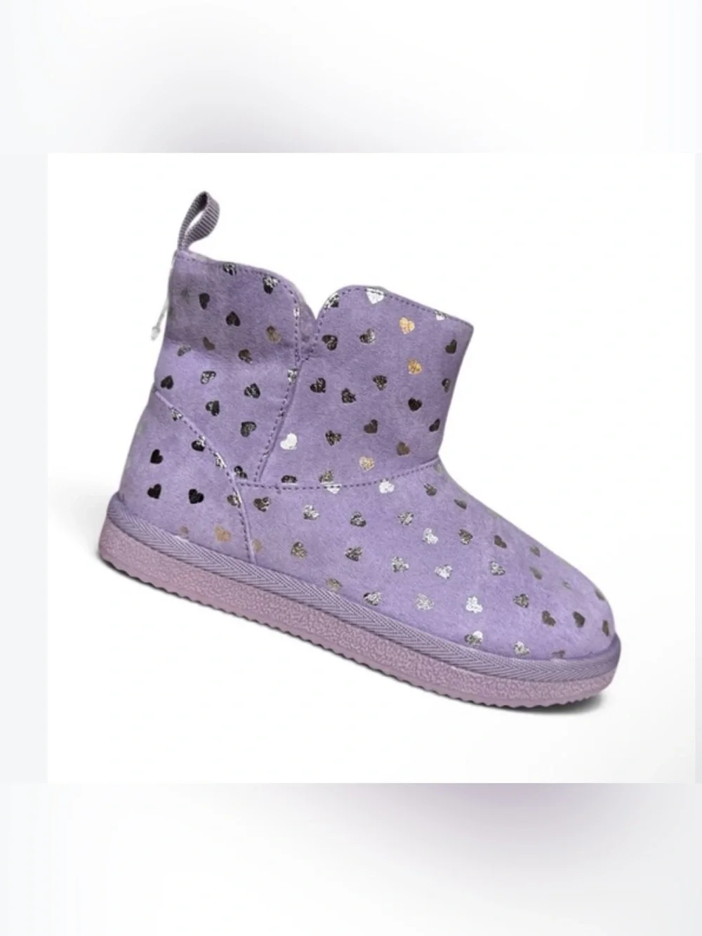 Harper Canyon Purple Heart-Print Cozy Ankle Slippers